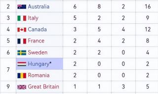 2022年世锦赛奖牌榜排名